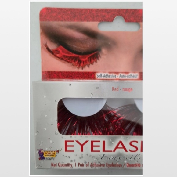 New Forum Eyelashes Faux-cils Red Halloween Devil Accessory NWT - Picture 4 of 12